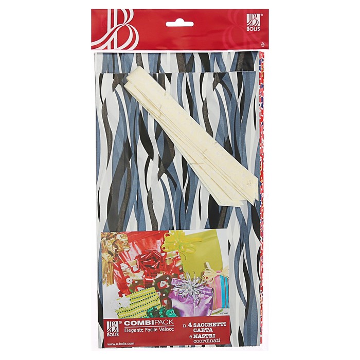 Набор для упаковки, "Тренд №10", крафт пакеты 18 х 31 см, банты 19/80 мм, 4 шт., микс