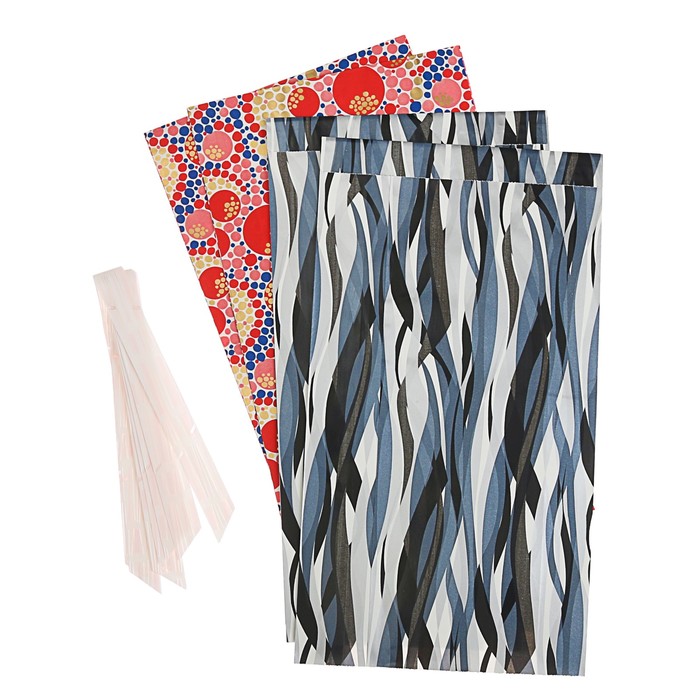 Набор для упаковки, "Тренд №10", крафт пакеты 18 х 31 см, банты 19/80 мм, 4 шт., микс