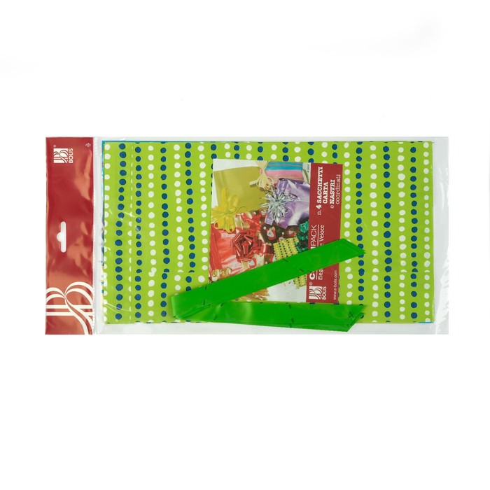 Набор для упаковки, "Тренд №11", крафт пакеты 18 х 31 см, банты 19/80 мм, 4 шт., микс