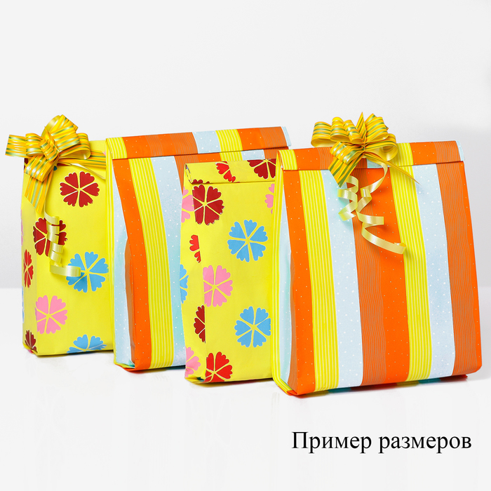 Набор для упаковки, "Тренд №11", крафт пакеты 18 х 31 см, банты 19/80 мм, 4 шт., микс