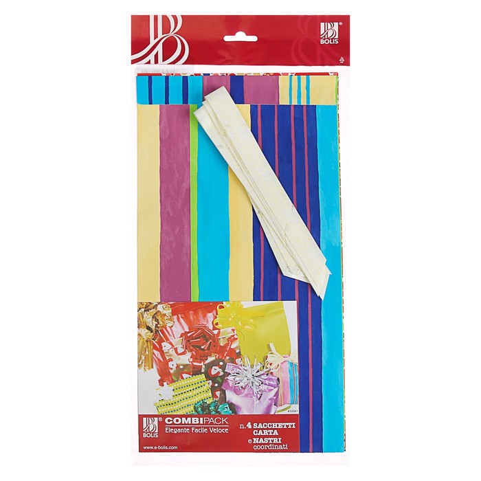 Набор для упаковки, "Тренд №14", крафт пакеты микс, 18 х 31 см, бант 19/80 мм, 4 шт.