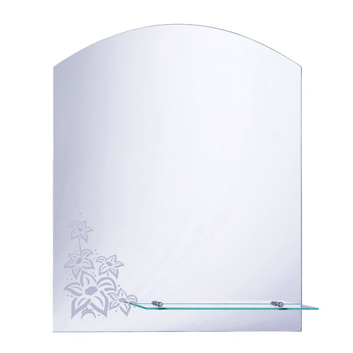 Зеркало «Цветы», настенное, с полкой, матирование, 50×60 см