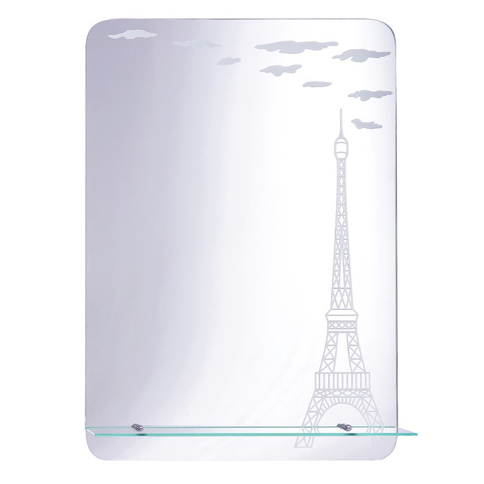 Зеркало «Париж», настенное, с полкой, матирование, 50×70 см