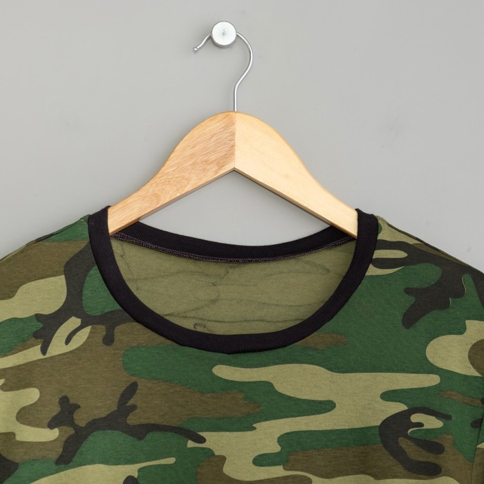 Футболка мужская 1131 цвет зелёный камуфляж, р-р 50