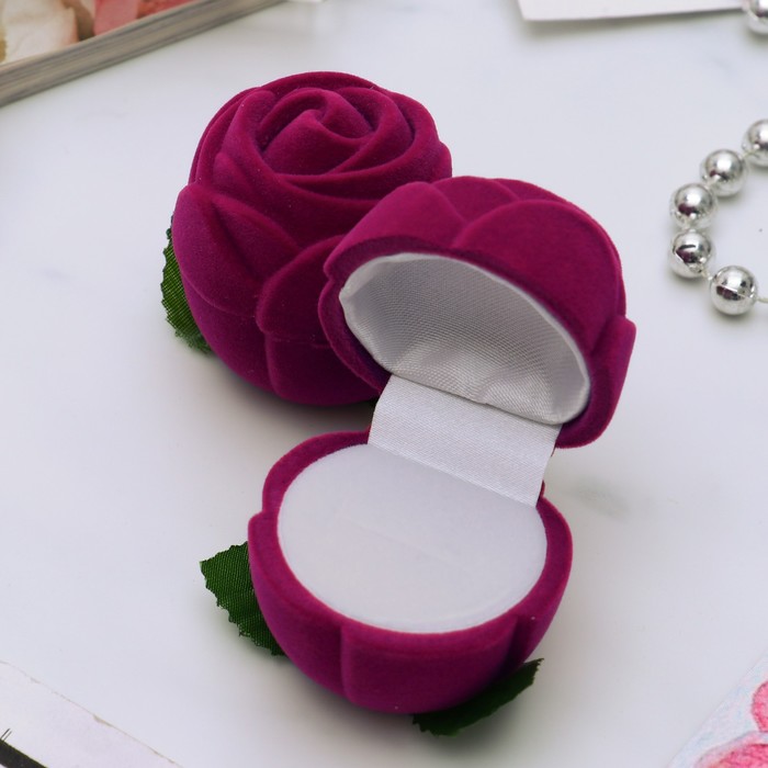 Футляр под кольцо "Роза малая" 4*4*5см, цвет розовый