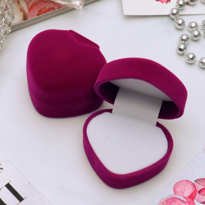 Футляр под кольцо "Сердечко" 5,5*5*3,5см, цвет розовый