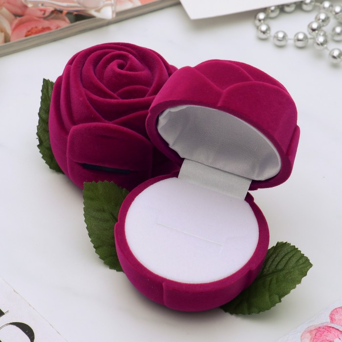 Футляр под кольцо "Роза крупная" 6*6*6см, цвет розовый