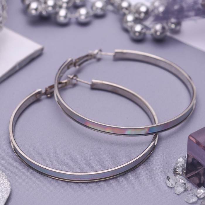 Серьги-кольца "Дискотека", цвет радужный, d=6 см