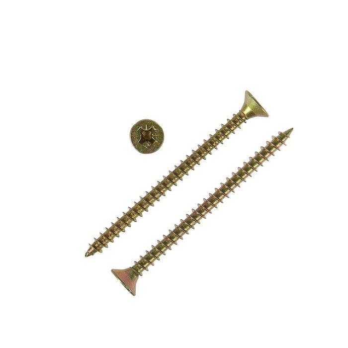 Саморезы универсальные TECH-KREP, ШУж, 6х80 мм, жёлтый цинк, потай, 1300 шт.