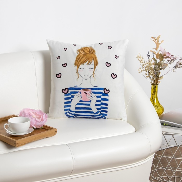 Наволочка декоративная Этель Женские истории "Утро" 42 х 42 см, велюр