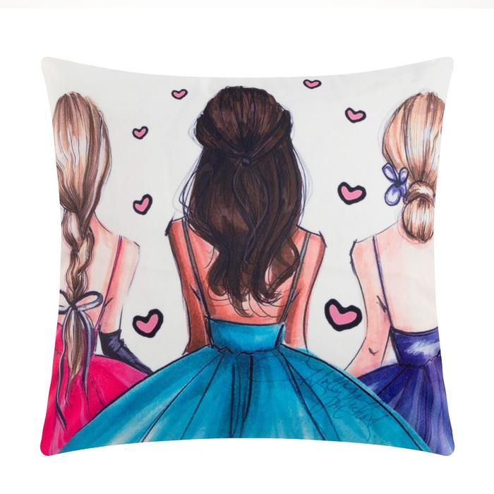 Наволочка декоративная Этель Женские истории "Вечеринка" 42 х 42 см, велюр