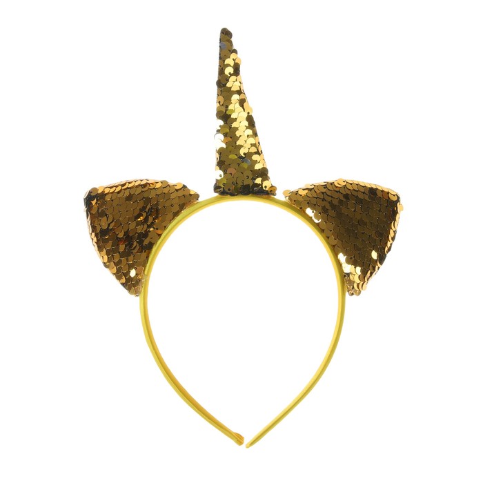 Карнавальный ободок "Единорог " с паетками, цвет золото