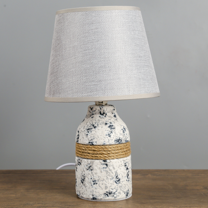 Лампа настольная керамика "Серый мрамор и верёвка" Е14 40W 32х20х20 см