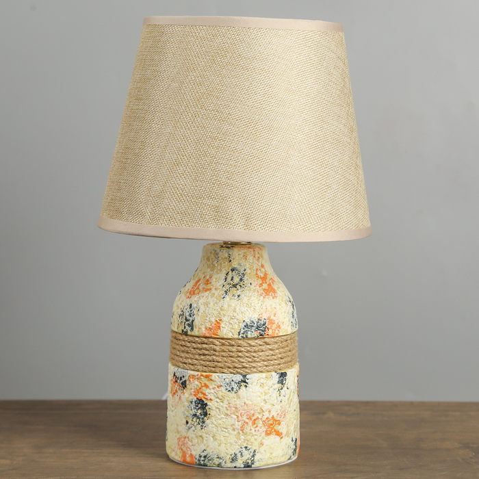 Лампа настольная керамика "Бежевый мрамор и верёвка" Е14 40W 32х20х20 см