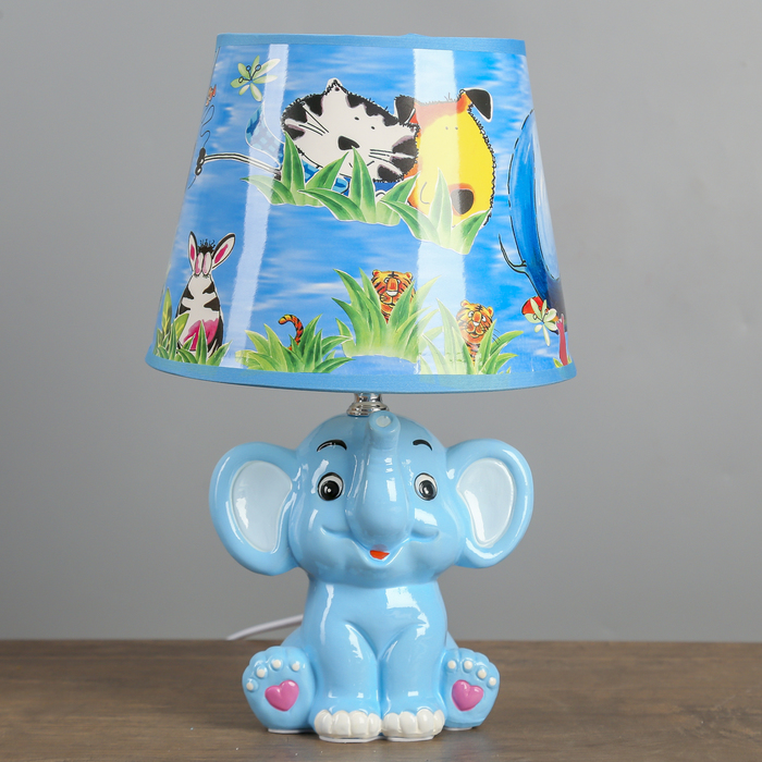 Лампа настольная с абажуром "Слонёнок голубой" Е14 40W 32,5х20х20 см