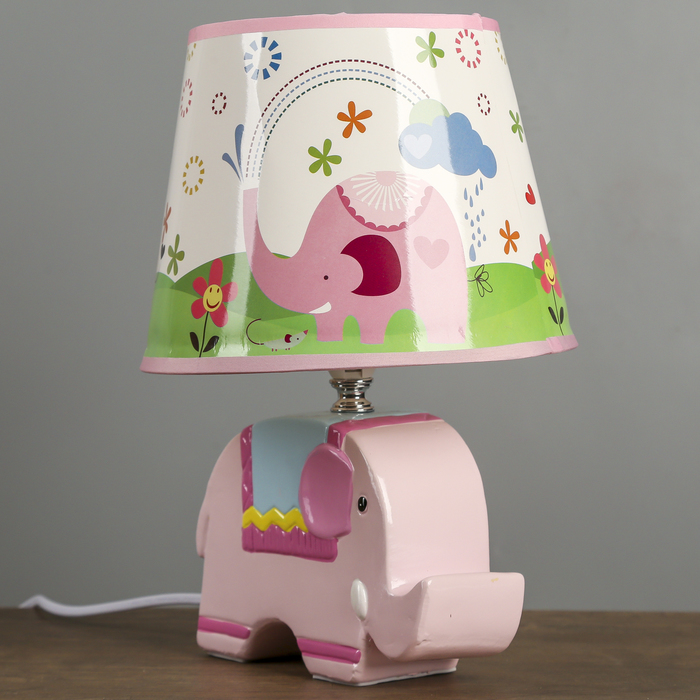Лампа настольная с абажуром "Слоник розовый с попоной" Е14 40W 30х20х20 см