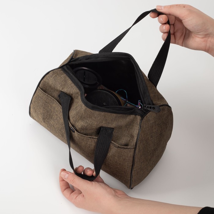 Косметичка-сумочка, отдел на молнии, 2 наружных кармана, ручки, серый