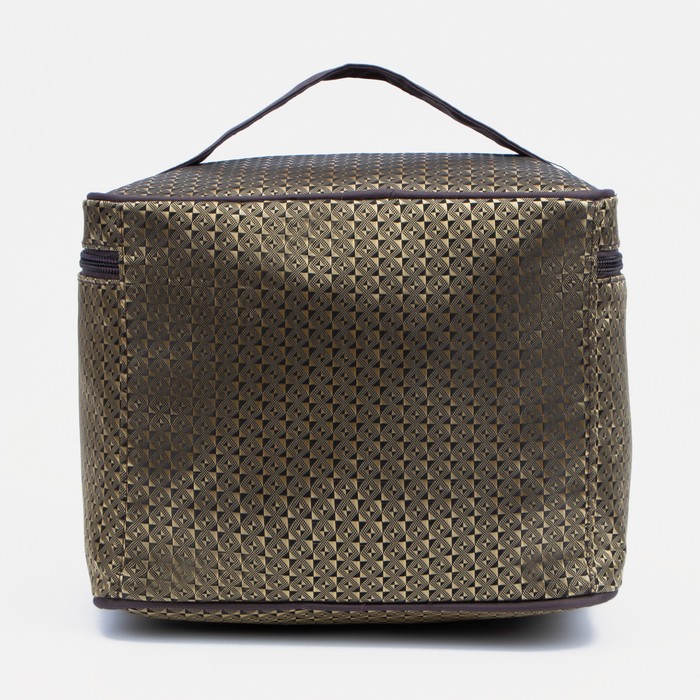 Косметичка-сундучок «Ромбы», отдел на молнии, наружный карман, зеркало, цвет кофе