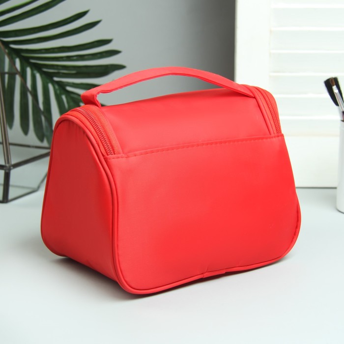 Косметичка-сумочка, отдел на молнии, цвет красный