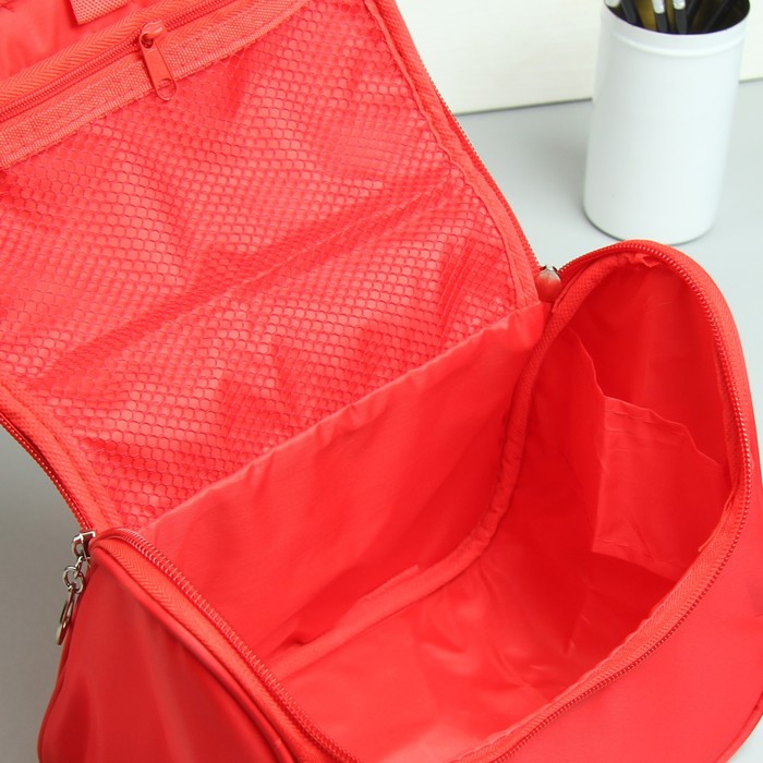 Косметичка-сумочка, отдел на молнии, цвет красный