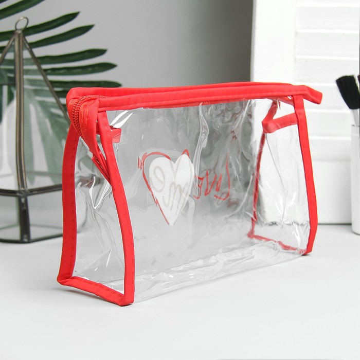 Набор косметичек 2 в 1 «Любовь», отдел на молнии, цвет красный