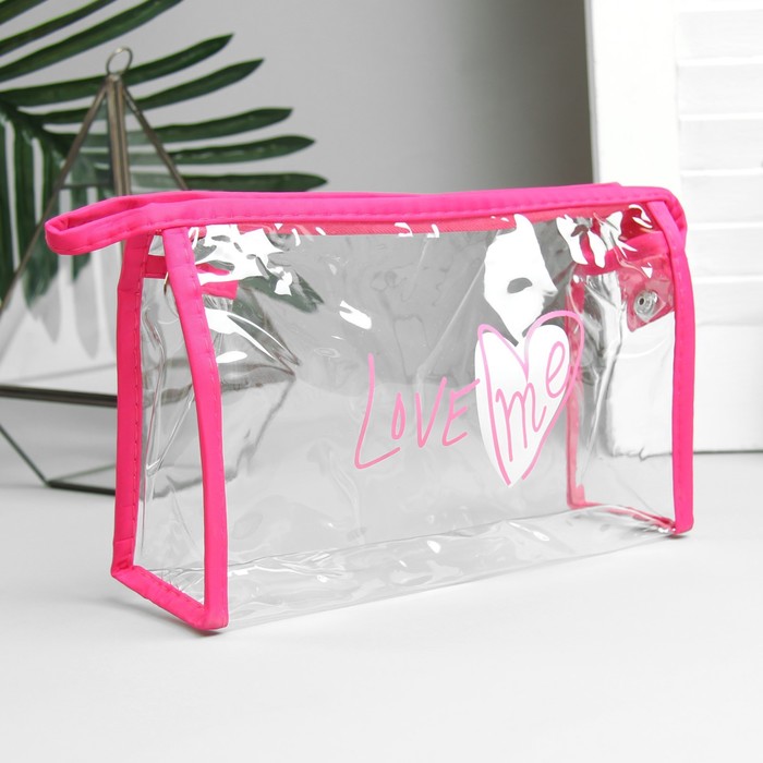 Набор косметичек 2 в 1 «Любовь», отдел на молнии, цвет малиновый