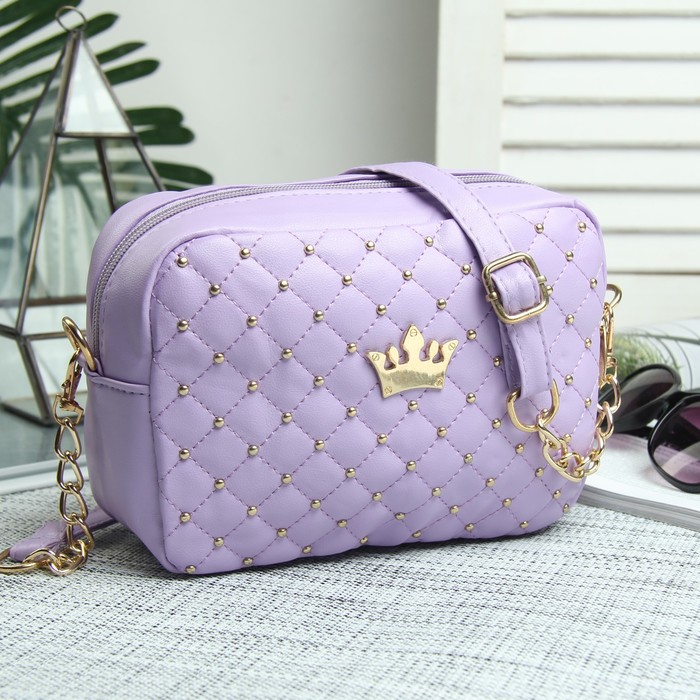 Сумка жен Корона, 19,5*7*14, отд на молнии, н/карман, длин цепь, сиреневый