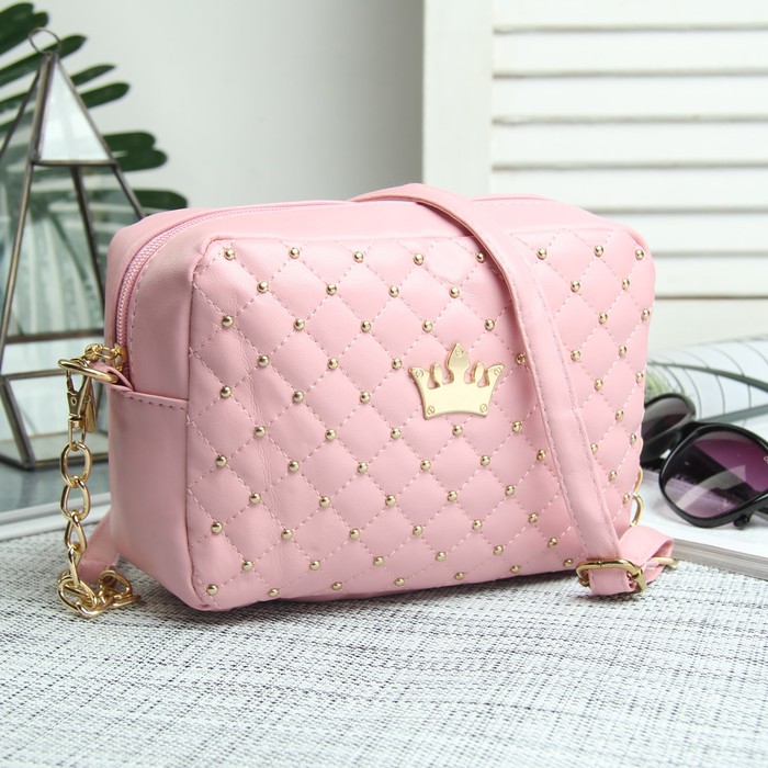 Сумка жен Корона, 19,5*7*14, отд на молнии, н/карман, длин цепь, розовый