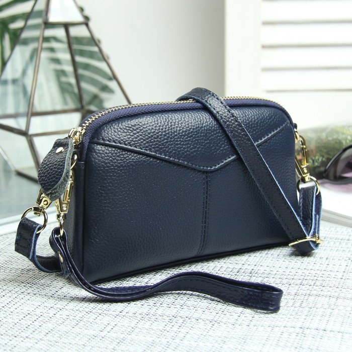 Клатч жен Лара, 18,5*4*12, отд на молнии, н/карман, ручка, длин ремень, синий