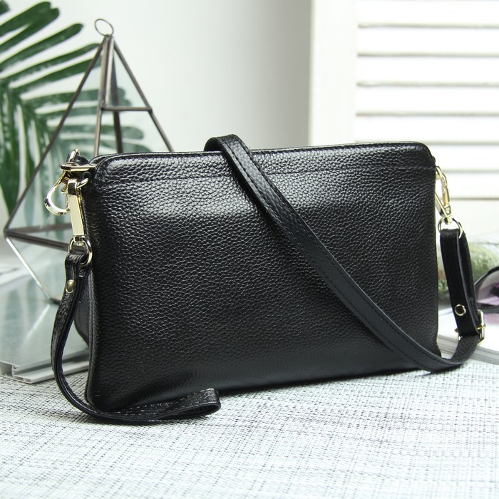 Клатч жен Сьюзи, 23*3*15, отд с перег на молнии, н/карман, ручка, длин ремень, черный