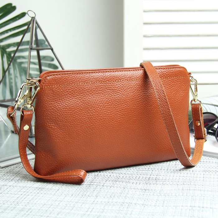 Клатч жен Сьюзи, 23*3*15, отд с перег на молнии, н/карман, ручка, длин ремень, коричневый