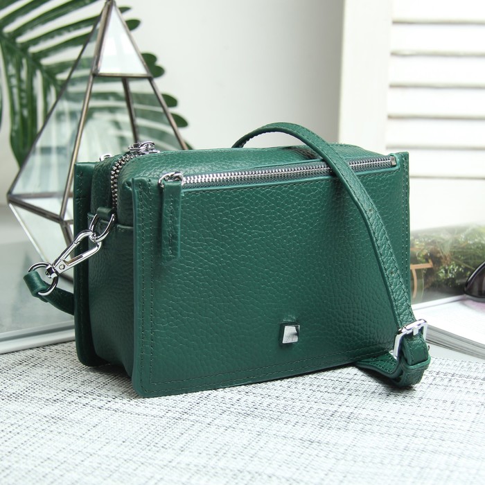 Сумка жен Адель, 18*8*12, отд на молнии, 2 н/кармана, длин ремень, зеленый