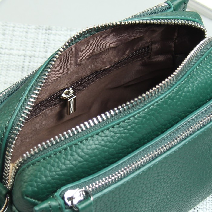 Сумка жен Адель, 18*8*12, отд на молнии, 2 н/кармана, длин ремень, зеленый