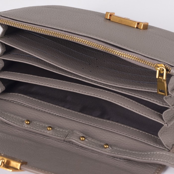 Сумка жен Кристи, 20*4*14, 6 отд на молнии, длин ремень, серый