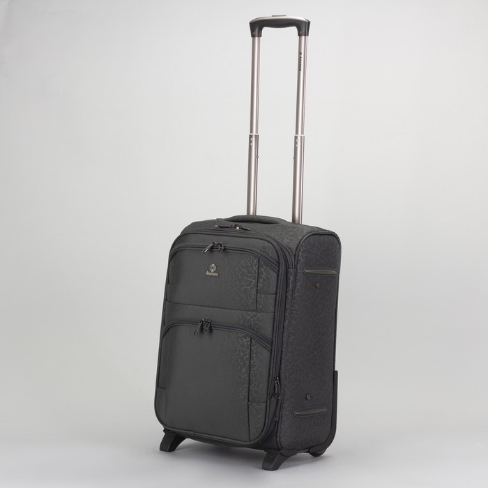 Чемодан малый 20", отдел на молнии, с расширением, 2 наружных кармана, кодовый замок, 2 колеса, цвет серый