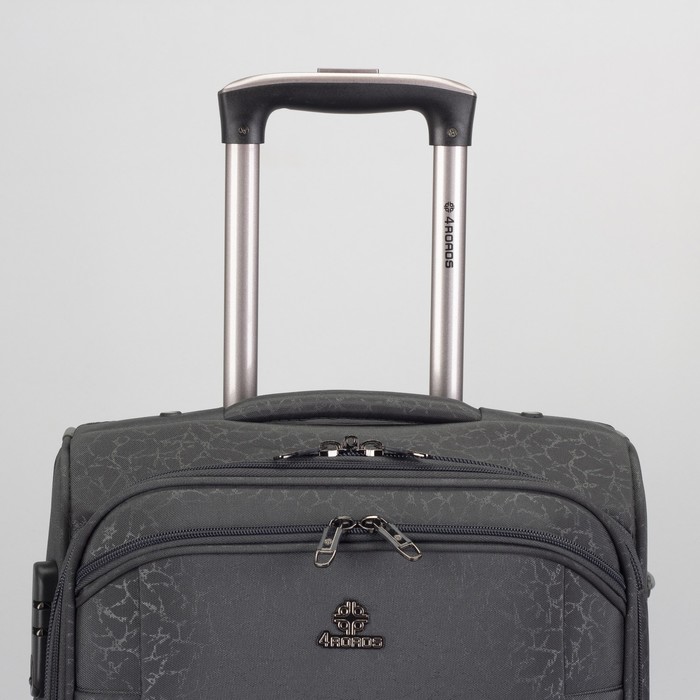 Чемодан малый 20", отдел на молнии, с расширением, 2 наружных кармана, кодовый замок, 2 колеса, цвет серый