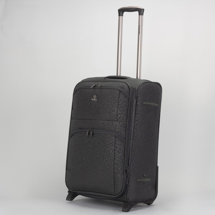 Чемодан средний 24", отдел на молнии, с расширением, 2 наружных кармана, кодовый замок, 2 колеса, цвет серый