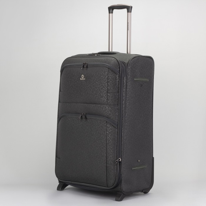 Чемодан большой 28", отдел на молнии, с расширением, 2 наружных кармана, кодовый замок, 2 колеса, цвет серый