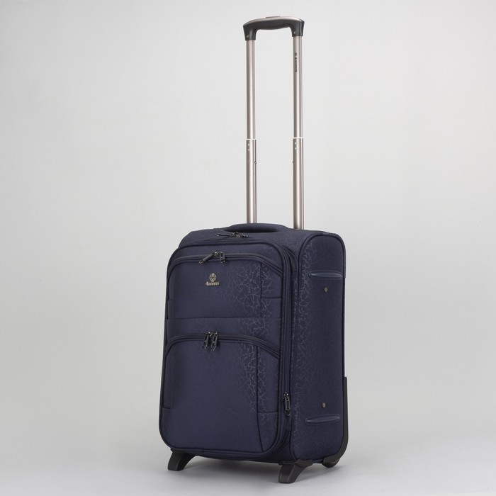 Чемодан малый 20", отдел на молнии, с расширением, 2 наружных кармана, кодовый замок, 2 колеса, цвет тёмно-синий