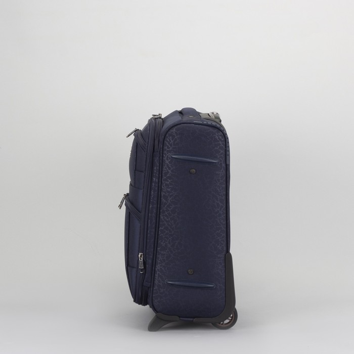 Чемодан малый 20", отдел на молнии, с расширением, 2 наружных кармана, кодовый замок, 2 колеса, цвет тёмно-синий