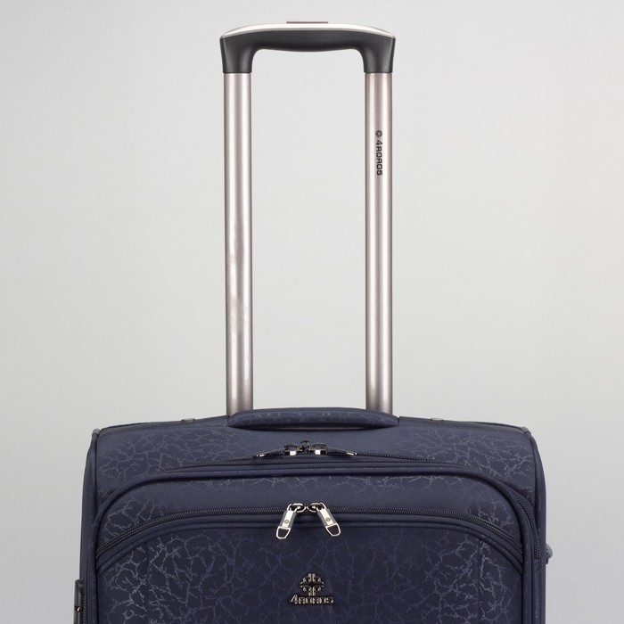 Чемодан средний 24", отдел на молнии, с расширением, 2 наружных кармана, кодовый замок, 2 колеса, цвет тёмно-синий