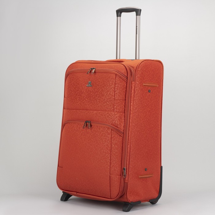 Чемодан большой 28", отдел на молнии, с расширением, 2 наружных кармана, кодовый замок, 2 колеса, цвет терракотовый