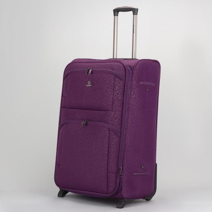 Чемодан большой 28", отдел на молнии, с расширением, 2 наружных кармана, кодовый замок, 2 колеса, цвет фиолетовый