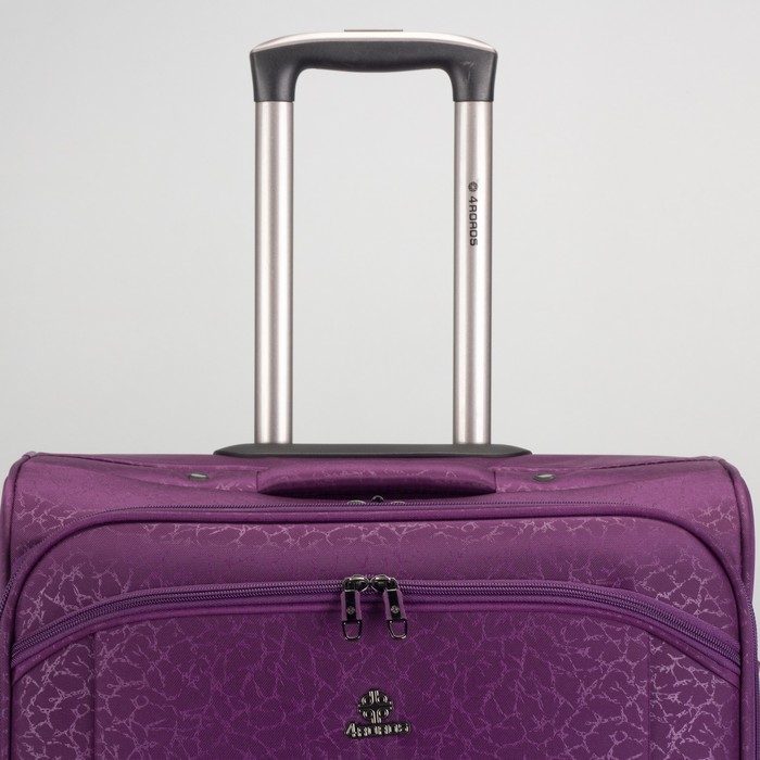 Чемодан большой 28", отдел на молнии, с расширением, 2 наружных кармана, кодовый замок, 2 колеса, цвет фиолетовый