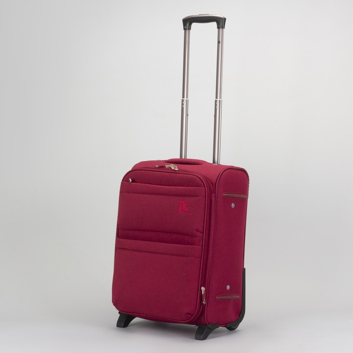 Чемодан малый 20", отдел на молнии, с расширением, 2 наружных кармана, кодовый замок, 2 колеса, цвет красный