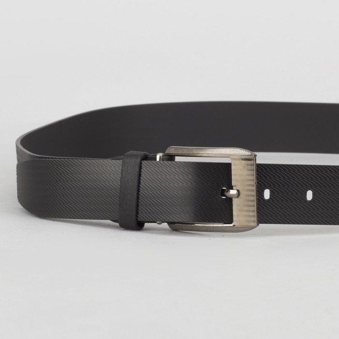Ремень мужской, пряжка металл, ширина - 3,5 см, цвет чёрный