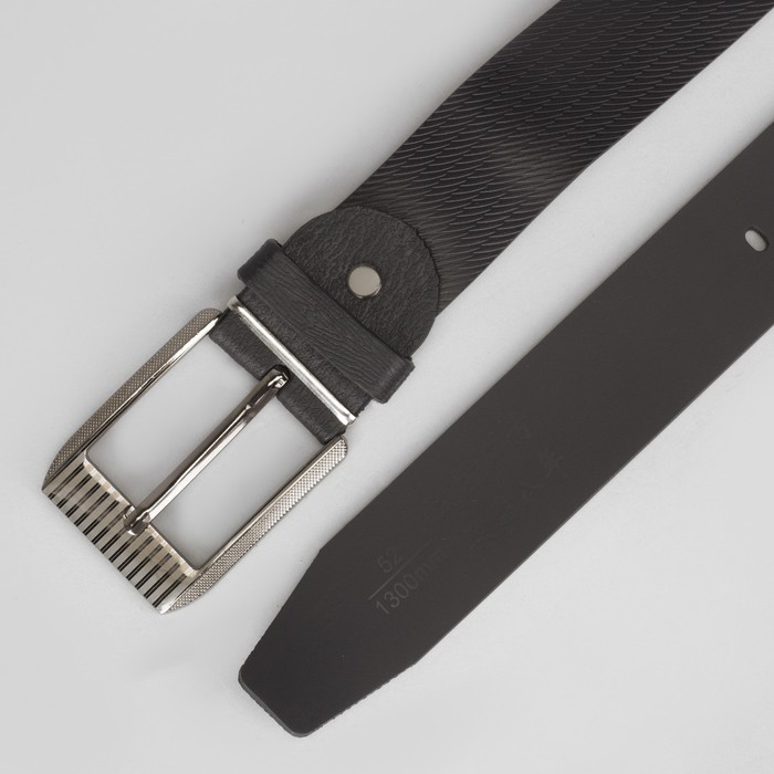 Ремень мужской, пряжка металл, ширина - 3,5 см, цвет чёрный