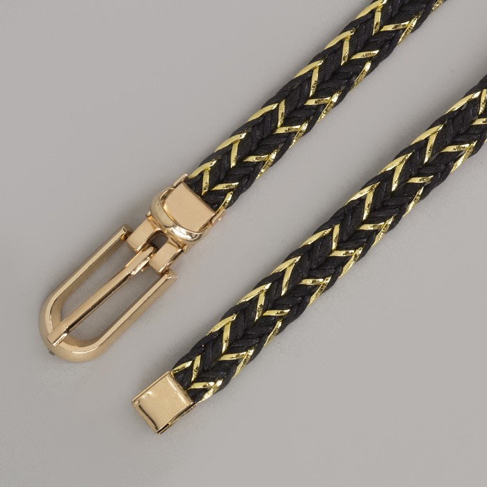 Ремень женский, пряжка хомут, кончик золото, ширина - 1 см, цвет чёрный/золотой