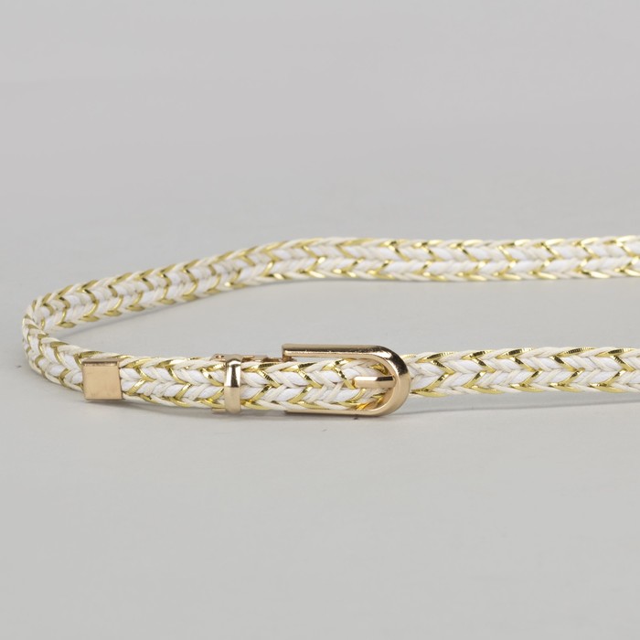 Ремень женский, пряжка хомут, кончик золото, ширина - 1 см, цвет белый/золотой