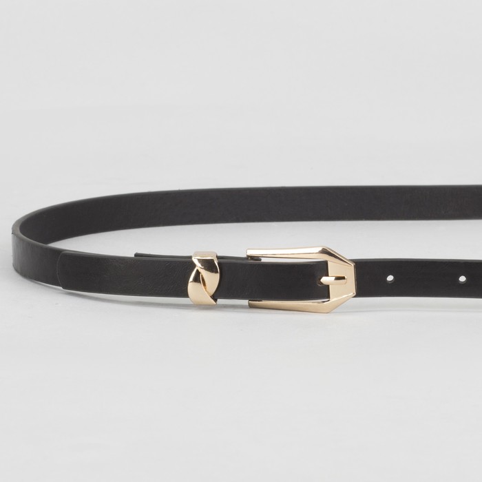 Ремень женский, гладкий, пряжка хомут металл, ширина - 1,3 см, цвет чёрный